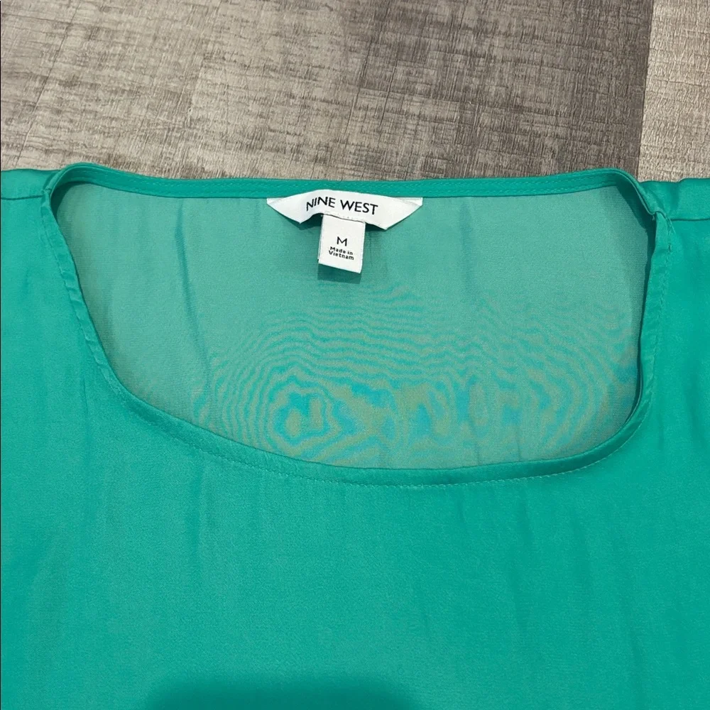 nine west green silky blouse
